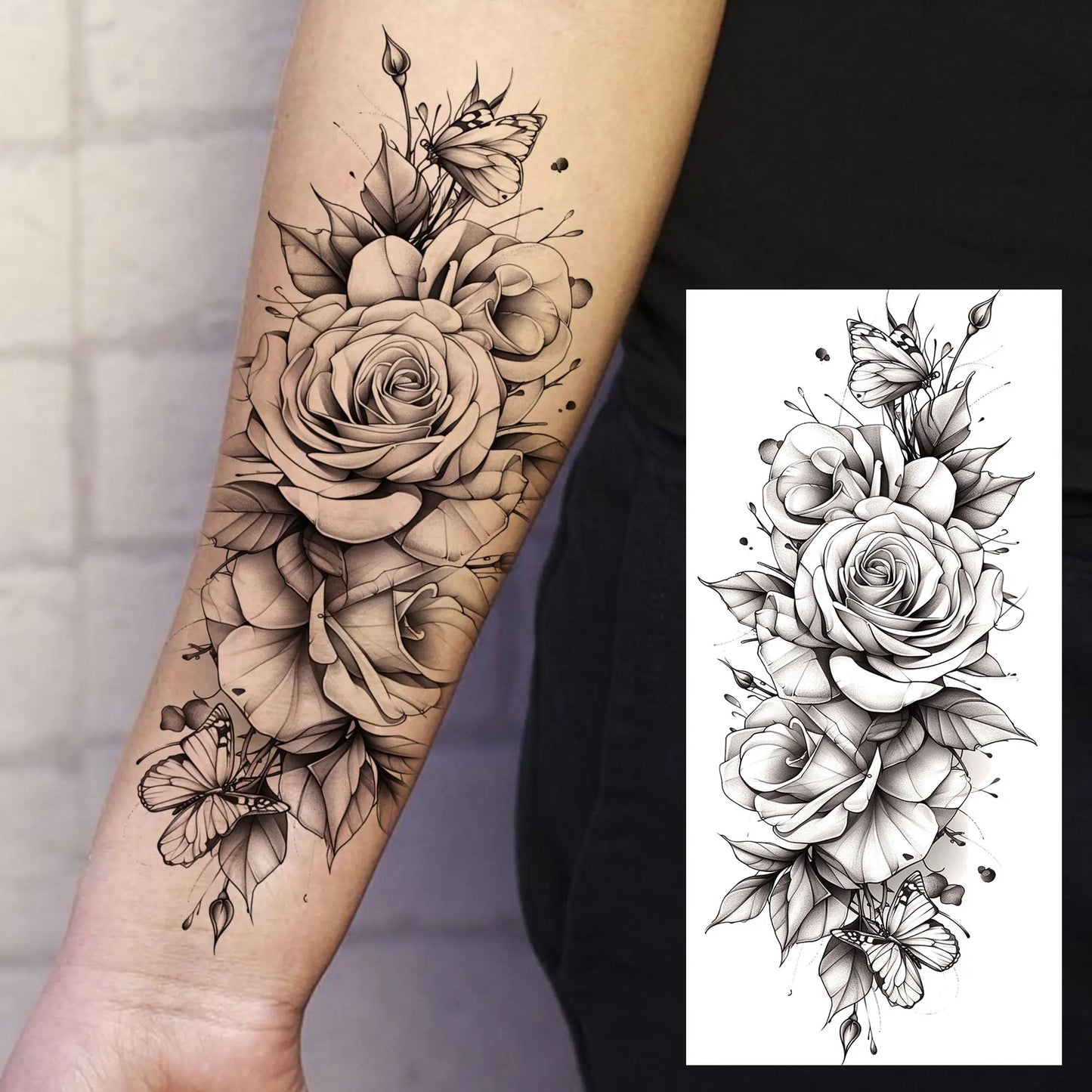 Tatouage Temporaire Papillons & Fleurs – Planche Waterproof