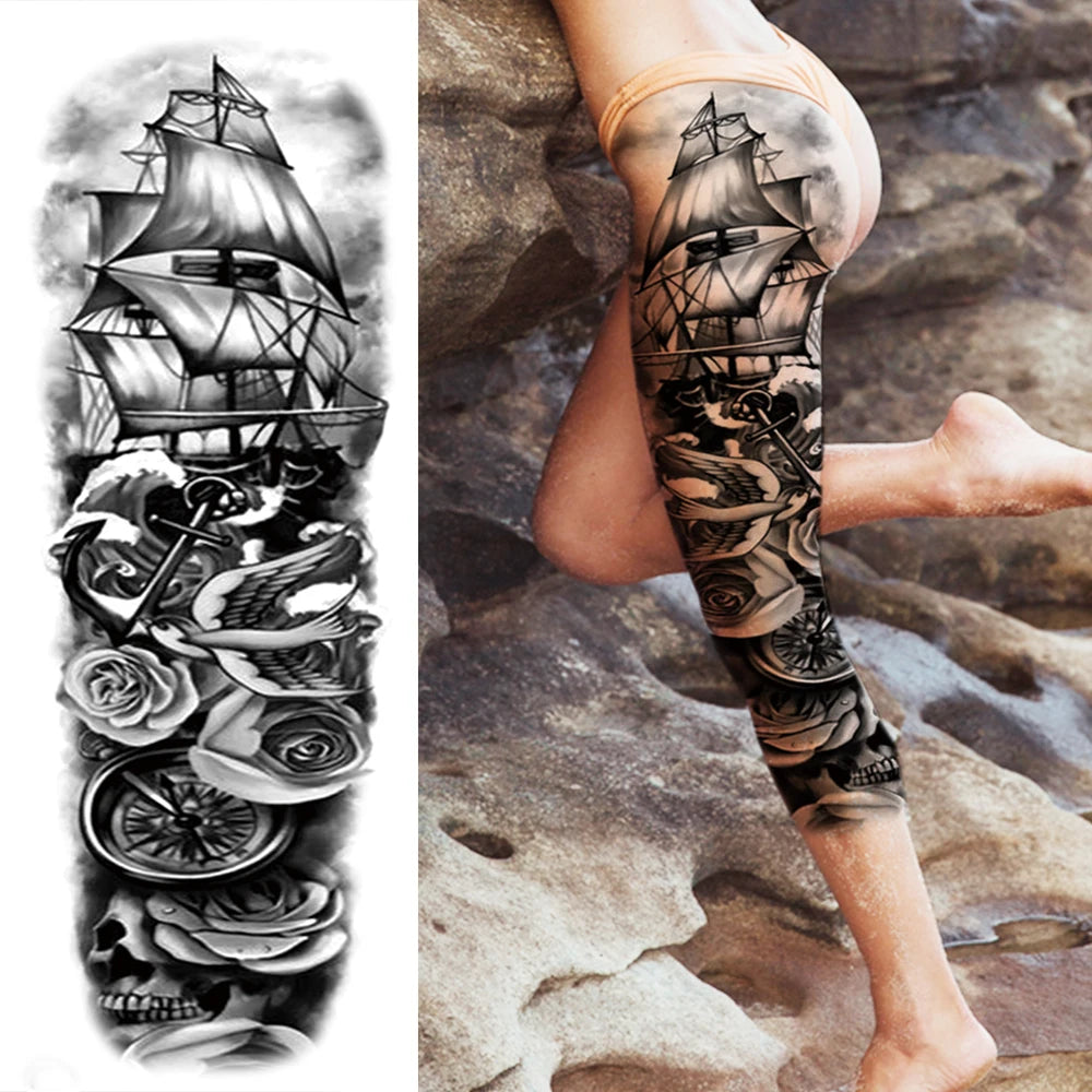 Tatouage Sleeve Bras Complet – Style Guerrier Réaliste Homme & Femme