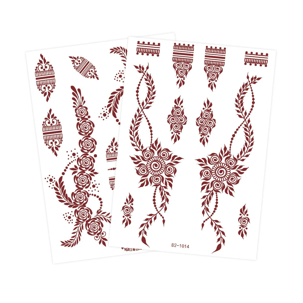 Tatouage Henné Mandala Marron - Fleurs Waterproof Mains et Corps Festival
