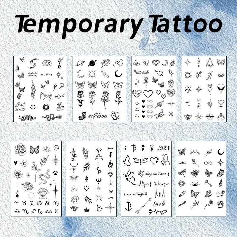 Mini Tatouages Temporaires – Petits Motifs Doigt & Poignet