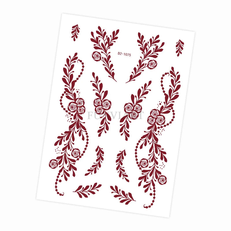 Tatouage Henné Mandala Marron - Fleurs Waterproof Mains et Corps Festival