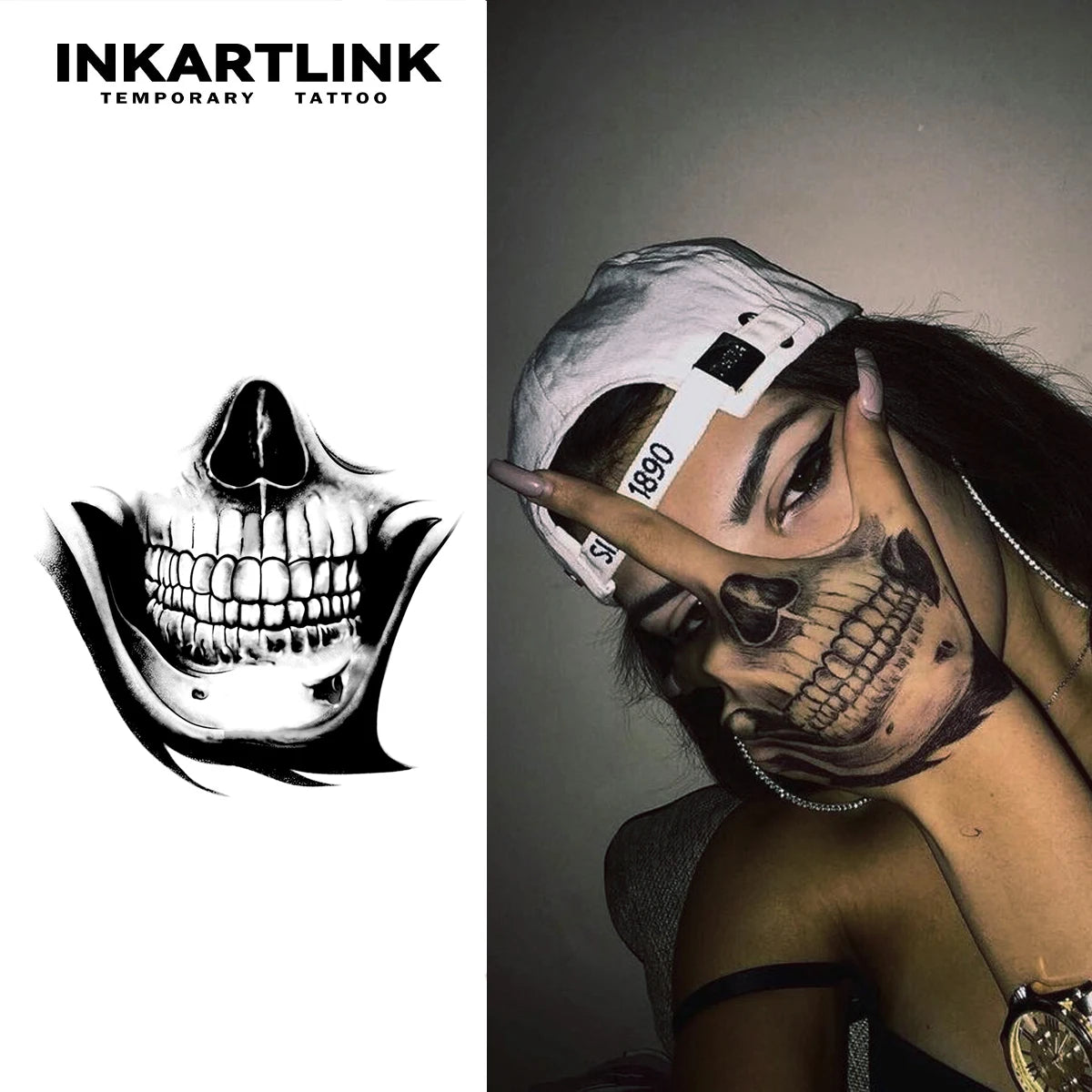 Tatouage Semi-Permanent Tête de Mort – Tenue jusqu'à 15 Jours