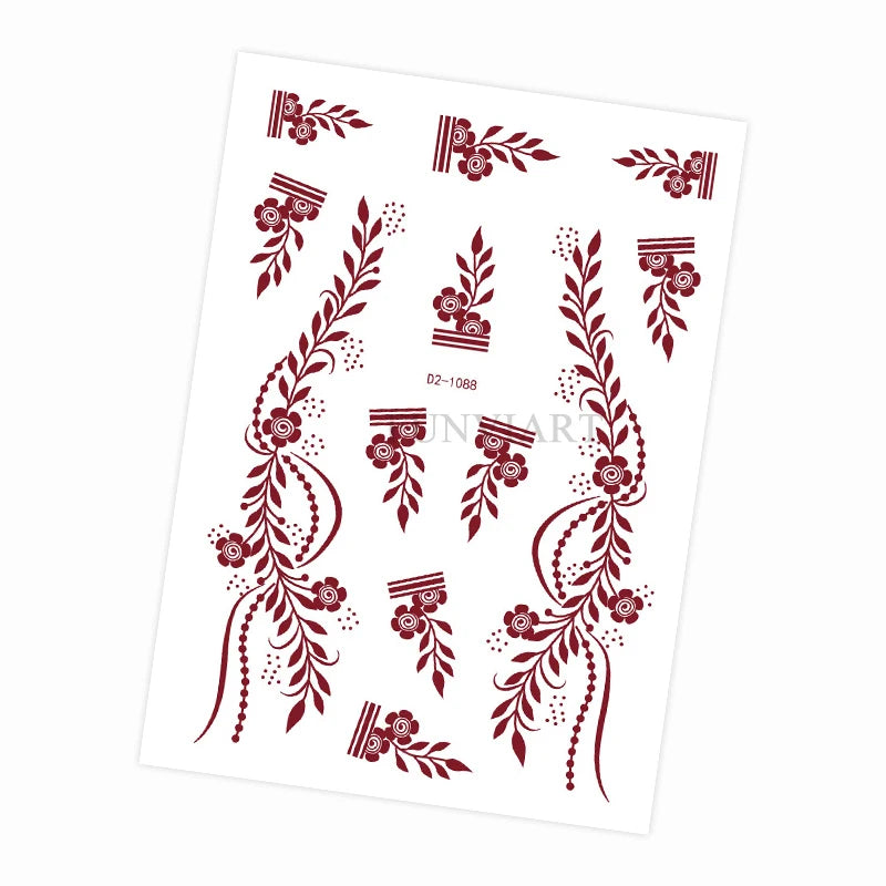 Tatouage Henné Mandala Marron - Fleurs Waterproof Mains et Corps Festival