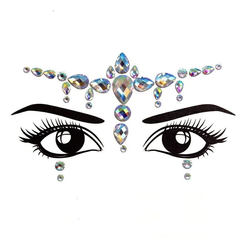 Bijoux Visage Strass 3D - Stickers Festival Cristaux & Paillettes