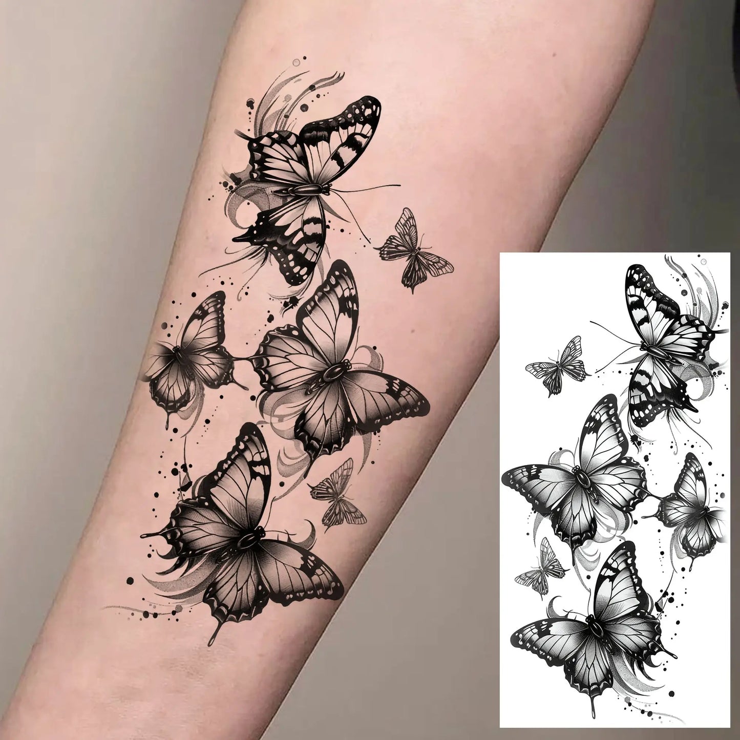 Tatouage Temporaire Papillons & Fleurs – Planche Waterproof