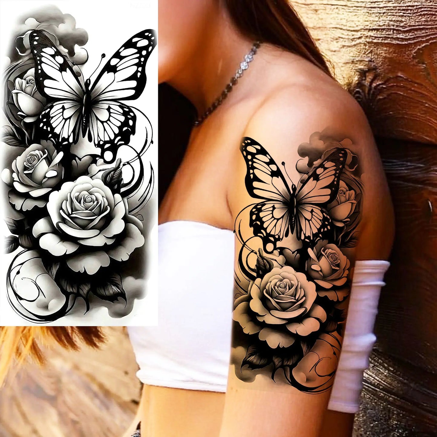 Tatouage Temporaire Papillons & Fleurs – Planche Waterproof