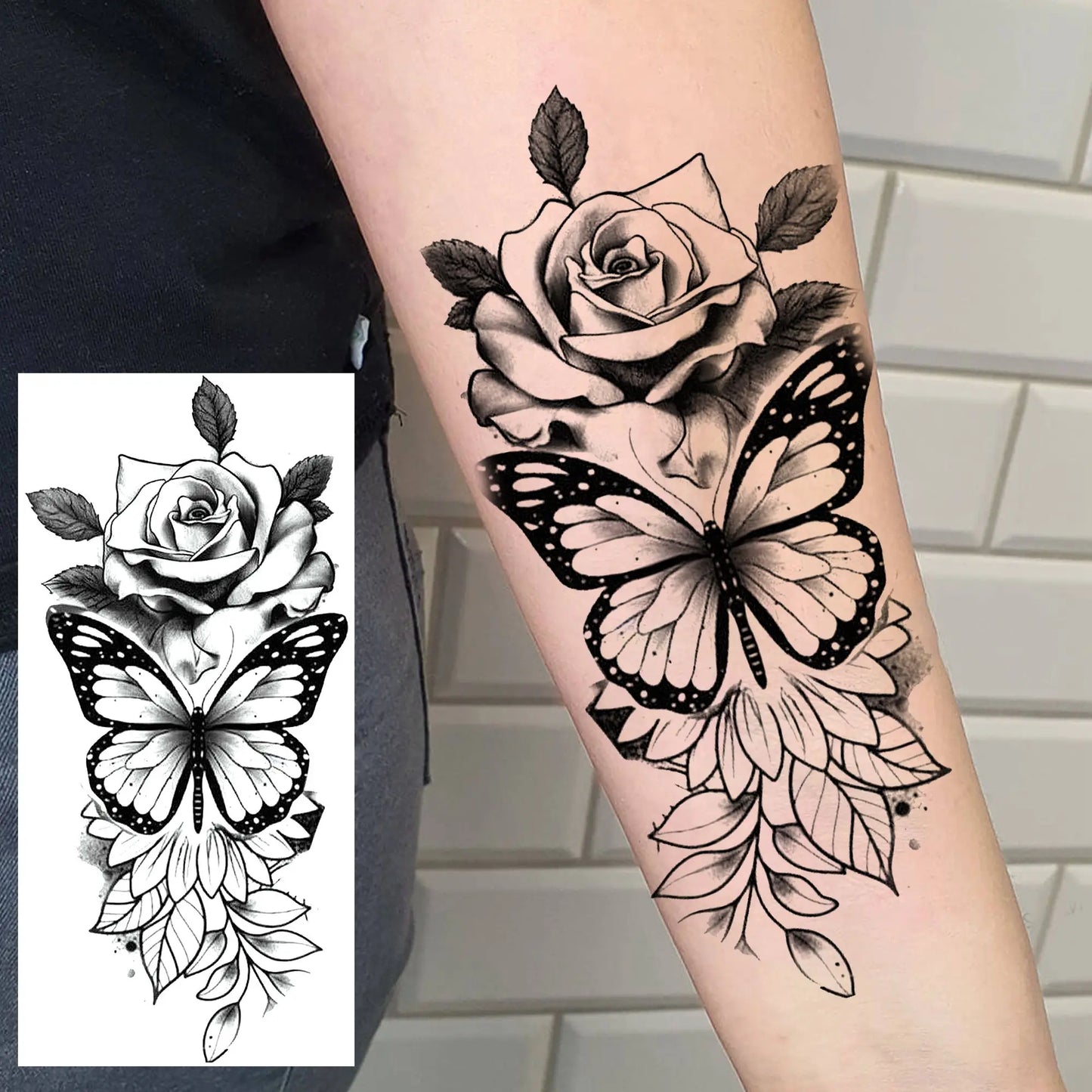 Tatouage Temporaire Papillons & Fleurs – Planche Waterproof