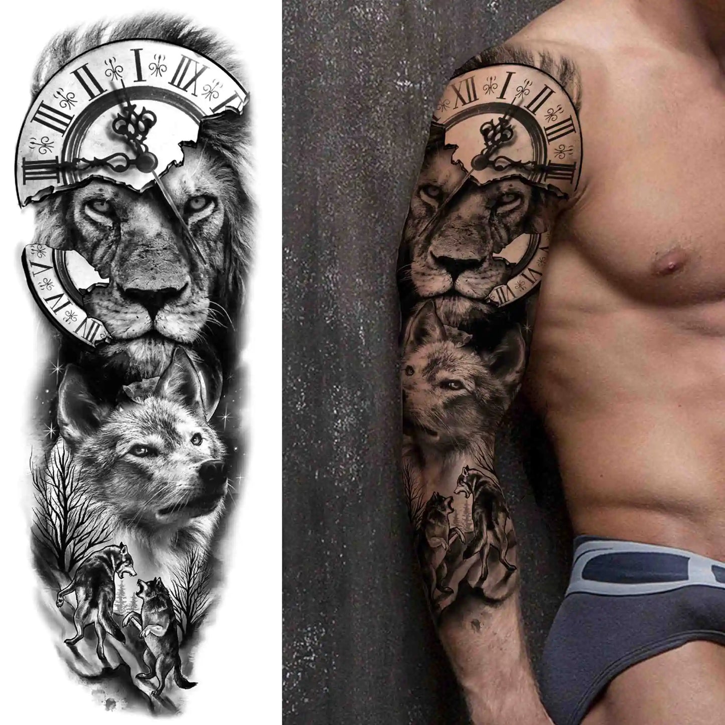 Tatouage Sleeve Bras Complet – Style Guerrier Réaliste Homme & Femme