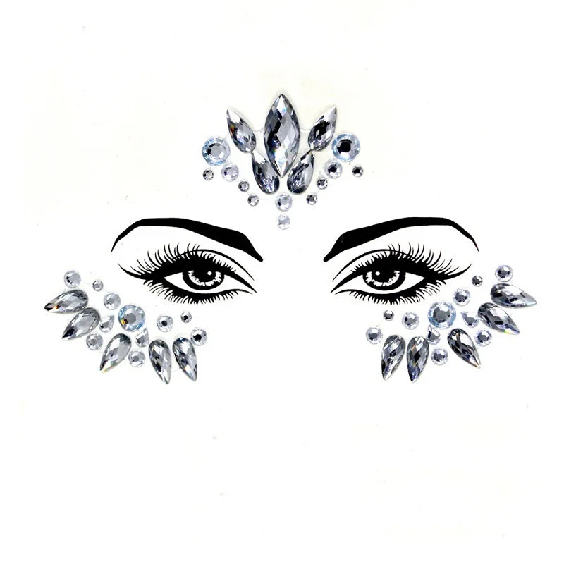 Bijoux Visage Strass 3D - Stickers Festival Cristaux & Paillettes