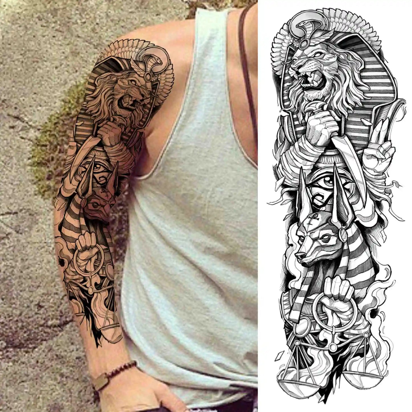 Tatouage Sleeve Bras Complet – Style Guerrier Réaliste Homme & Femme