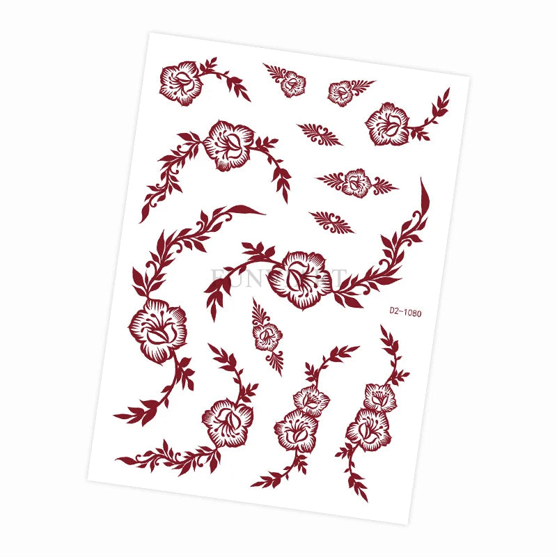 Tatouage Henné Mandala Marron - Fleurs Waterproof Mains et Corps Festival
