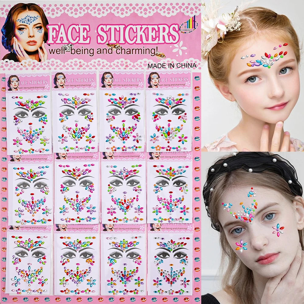 Strass Visage Multicolores Pailletés – Set 900 Pièces Adhésifs Festival & Maquillage